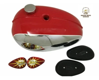 ADEQUADO PARA BSA A65 Thunderbolt tanque de aço vermelho cromado carboidrato único + crachá, joelheira - Imagem 1 de 4