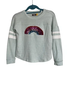 Rumi + Ryder Top Girls Medium Blue Green Rainbow Sequin Long Sleeve Trendy NWT - Picture 1 of 9