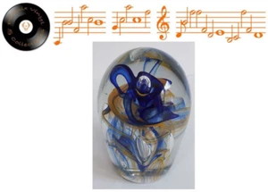 Große Tulpe / Lilly blau orange abstrakt Briefbeschwerer kontrollierte Blasen - Bild 1 von 8