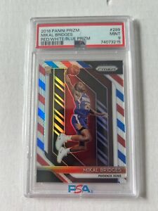 2018-19 Panini Prizm #289 Mikal Bridges Red White Blue Prizm RC PSA 9 Nets