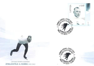 Latvia 2025 (10) Latvian sports legends - A.Rumba - speed skating (FDC no perf) - Picture 1 of 1