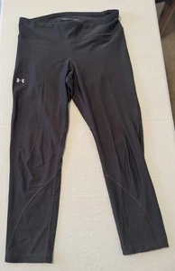 Under Armour Capris Leggings Womens Dark Gray Large Back Pocket Mesh Panels - Picture 1 of 5