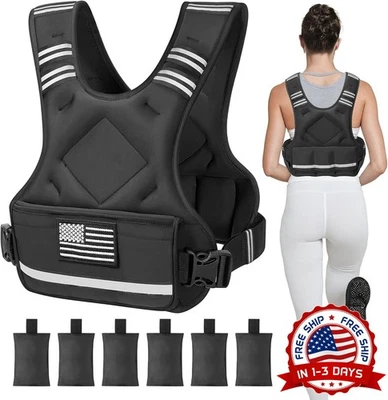 Chaleco lastrado ajustable de 20 a 32LBS con 6 pesas de hierro y bolsillo grande Foto 1 de 4