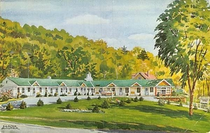 Postcard MA: The Triangle, Jenny Lind Motel, Pioneer Valley, Massachusetts, 50's - Picture 1 of 2
