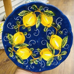 Sorrento Lemon Pattern 8 Inch Plate Made/Painted by hand-Italy - Picture 1 of 2