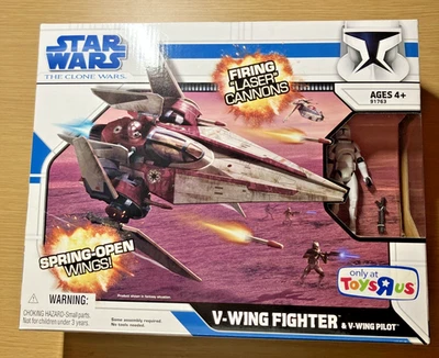 BRAND NEW Star Wars The Clone Wars V-Wing Fighter and V-Wing Pilot ToysRus - Image 1 of 4
