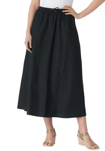 Woman Within Plus Size Drawstring Denim Skirt - Picture 1 of 19