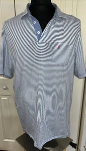 Johnnie-O West Coast Prep Pocket Polo Mens L Blue Stripes Golf Shirt - Picture 1 of 7