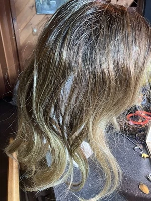 Lace Front Ombré Wig Ash Brown To Blonde 18” Synthetic Hair Natural Part - Image 1 of 4