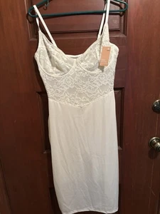 NWT Large Popilush Ivory/White Built-In Shapewear Nylon/Lace Slip Slimming Dress - Picture 1 of 9