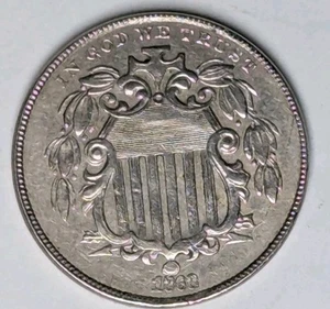 1868 Shield Nickel AU - Picture 1 of 2