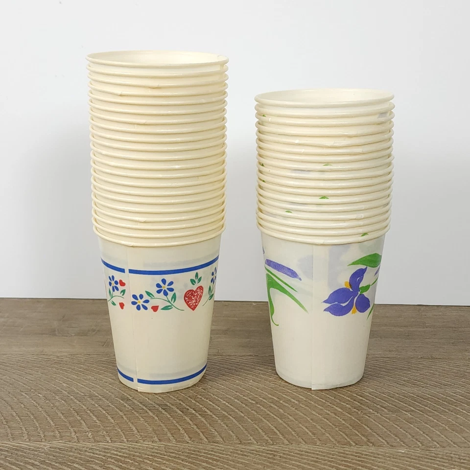 38 tazas de papel vintage Dixie 9 oz lirios azules corazones y flores Foto 1 de 4