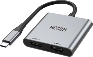 HDMI Adapter Hub USB Type-C To Dual Monitors Adapter USB-C 2 HDMI Station, Grey - Picture 1 of 7