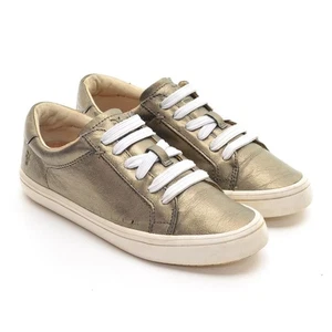 Womens Frye Kerry Lace Up Sneakers 6 M Pewter Leather Fashion Kicks Flat Shoes - Picture 1 of 8