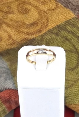 Anillo de oro macizo de 14k* Alto pulido**talla 7***4 mm de ancho* 5 diamantes** WB216 Foto 1 de 4