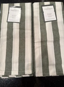 Green & White Kitchen Tea Towels Threshold Quality&Design 100% Cotton 2 Count - Picture 1 of 7