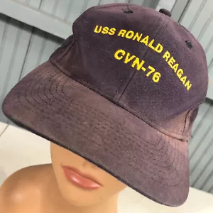 USS Ronald Reagan Naval Ship CVN-76 Well Worn Strapback Baseball Cap Hat - Picture 1 of 8