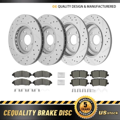 Front Rear Drilled Brake Rotors Ceramic Pads For Honda Ridgeline Pilot 2016-2022 - Image 1 of 4