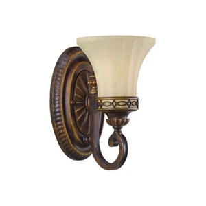 Wandlampe Leuchte Stahl Glas Braun Wohnzimmerlampe Flurleuchte H 24,9 cm - Bild 1 von 4