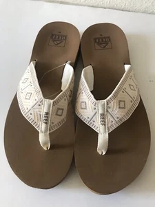 WOMEN'S REEF VINTAGE WHITE SPRING WOVEN FLIP FLOP BEACH/POOL SANDALS SIZE 10 NWT - Picture 1 of 8