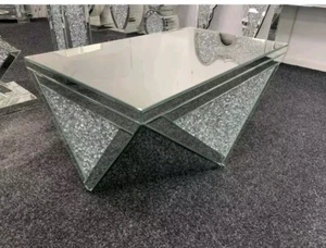 Roma Crushed Diamond Mirrored Coffee Table - Picture 1 of 3