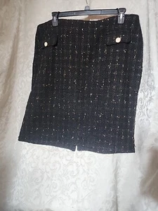 Ny Collection 3XL Slim Knit Knee Length Skirt Jacquard Black & Gold Metallic5828 - Picture 1 of 8