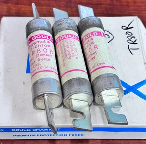 3 x Fusibles de retardo de tiempo Gould Shawmut Tri-Onic TR80R 80A 80 Amp 250V CA 250VAC RK5 - Imagen 1 de 1