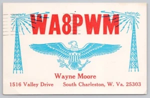 Amateur Ham Radio QSL QSO Card 1966 WA8PWM South Charleston West VA Wayne Moore - Picture 1 of 3