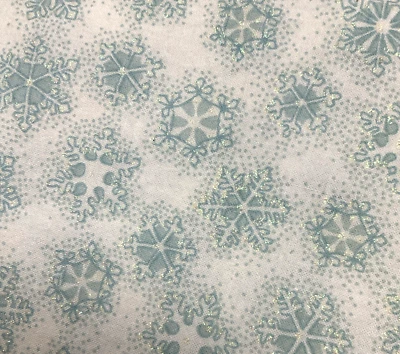 44” Wide Cotton Glittery Blue Snowflakes Fabric - BTY  - Image 1 of 4