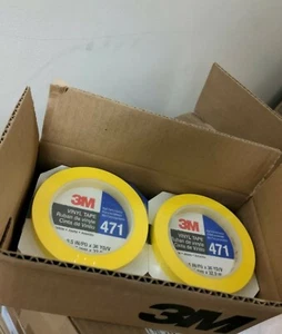 3M 07180 Yellow Fine Line Vinyl Tape 471, 1/2" x 36 yds Box of 12 Rolls *BULK* - Picture 1 of 3