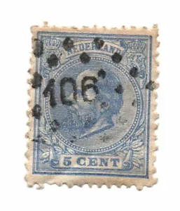 FRANCOBOLLO SCOTT #23 1872-88 PAESI BASSI USATO Blu (a8) SG#98 - Foto 1 di 1