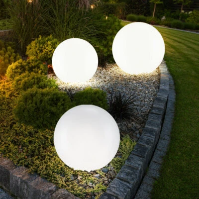 Gartenlampe Außenleuchte Solarlampe LED Kugelleuchte Stecklampe weiß 3er Set - Bild 1 von 4