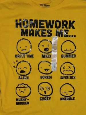 Camiseta Urban Pipeline Niños Amarillo Gráfico "La tarea me hace..." XL NUEVA CON ETIQUETAS Foto 1 de 3