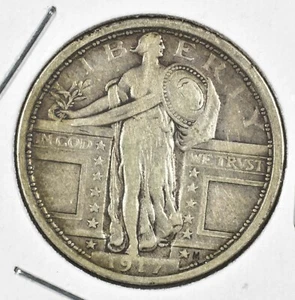 Cuarto de plata Standing Liberty 1917-P, tipo 1, EF - Imagen 1 de 2