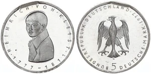 BRD 5 DM Fehlprägung 1977 G Heinrich von Kleist mit Zainende prägefrisch 109198 - Bild 1 von 1