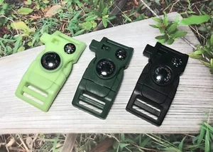 13 in 1 Black Army Green Side Release Paracord Buckle Fire Compass Thermometer - Picture 1 of 10