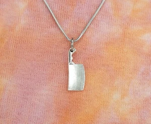 Butcher Knife Necklace, Chef Gourmet Cook Gift Kitchen Charm Pendant 16-36 chain - Picture 1 of 5