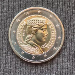 2 Euro Münze Lettland 2014 Milda - 10 Jahre alt aber unzirkuliert aus Rolle - Bild 1 von 3