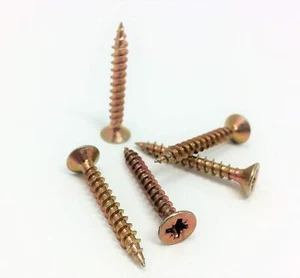 200 x Wood Screws Yellow Pozi Countersunk Woodscrew Screws PZ1 PZ2 - Picture 1 of 12