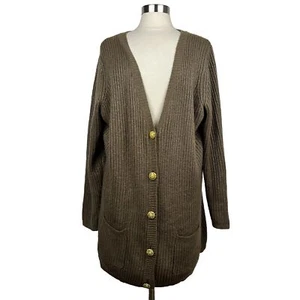 Strickjacke mit weicher Umrandung 3X Damen taupe metallic Strick goldknöpfe Taschen - Bild 1 von 7