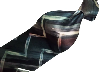 (Excelente corbata de seda multicolor pintada a mano Robert Daskal L57" x 4" W Foto 1 de 4