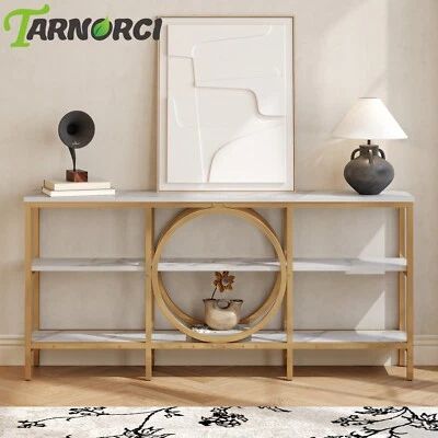 Chimenea Soporte TV Sofá Mesa de Entrada 3 Niveles Mesa Consola Larga con Estantes de Almacenamiento Foto 1 de 4