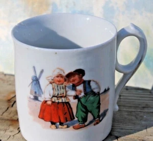 Taza de cerámica de colección pintada a mano holandesa para niña y niño, hecha en Alemania - Imagen 1 de 9