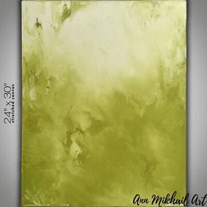 Dipinto Olio Moderno Astratto Minimalismo Contemporaneo Tela Verde 24 per 30 AMA - Foto 1 di 18