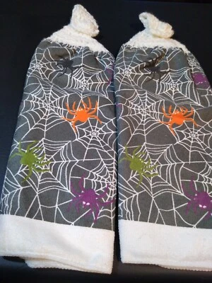 Toalla de Halloween araña con adorno de ganchillo hecha a mano Foto 1 de 4
