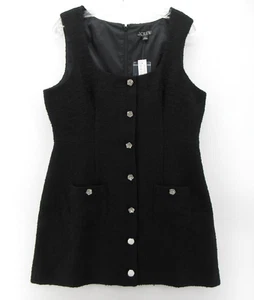 J Crew Dress Women 14 Black Wool Blend Mini Tweed Cocktails Sofia Pockets NEW - Picture 1 of 10