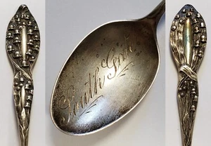 Sterling Silver Souvenir Spoon - South Gate Engraved - Old Lily of Valley FL0901 - Picture 1 of 12