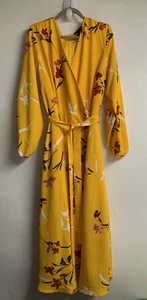 Ashley Stewart NEW Size 20 Bright Yellow TopWrap Dress Floral Prints Back Zip - Picture 1 of 12