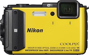 VG Nikon COOLPIX AW130 Digital Water Diving Camera W. 5x Zoom Lens Yellow Japan