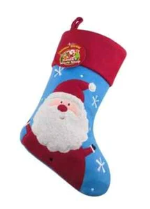 Xmas Deluxe Plush Santa Christmas Stocking HIGH QUALITY 40cm X 25cm Blue & Red - Picture 1 of 1